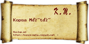 Kopsa Máté névjegykártya